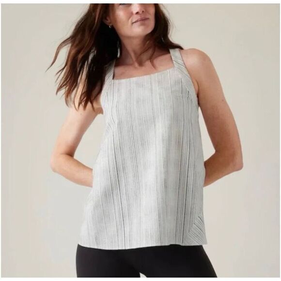 ATHLETA ARRIVAL TANK Size Medium AMARA STRIPE WHITE - Picture 1 of 9